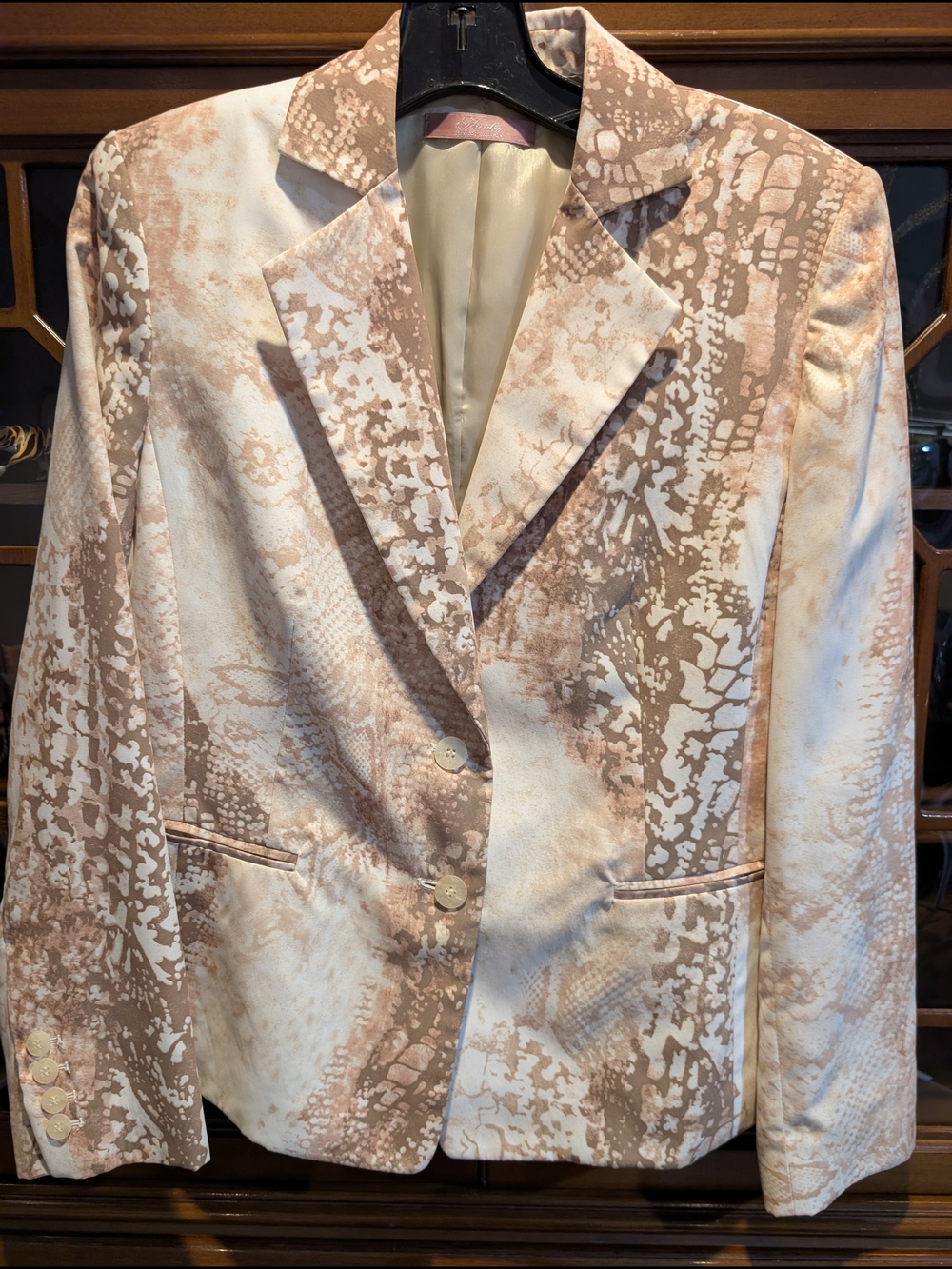 Vintage Nicola Designed in Italy Snakeskin Print Blazer – Neutral Tones Size 8